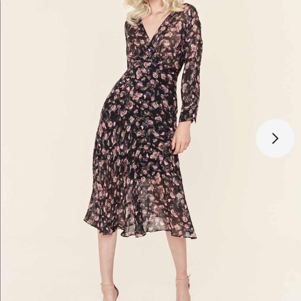 IRO Temper Black Floral Midi Dress